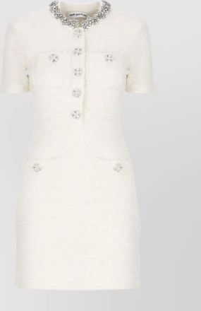 Self Portrait knee length dress with crew neck and pockets