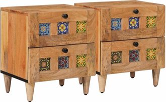 vidaXL Armario De Noche 2 Uds. Natural 40 X 33 X 46 Cm Vidaxl