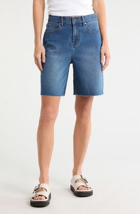 Vigoss Cutoff High Waist Bermuda Denim Shorts in Med Wash at Nordstrom Rack, Size 27