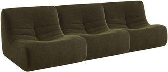 Sweeek Sof&aacute; modular en borreguito texturizado, 3 plazas, kaki oscuro