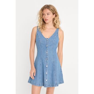 Good American Womens The Flouncy Denim Dress | Indigo, Size Medium | Good American by Khlo&Egrave; Kardashian