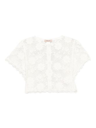 Twinset White Crochet-Effect Top