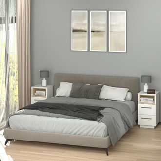 Vicco Mesa De Noche Beatrice, Blanco, 36 X 68 Cm Lote De 2