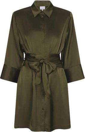Dante6 Noanne Satin Shirt-Wrap Jurk - Dames - Jurken - Groen - Maat: XS Satijn