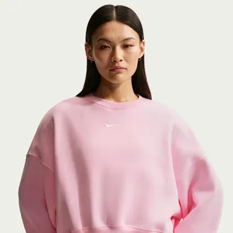 Nike Womens Nike Sportswear Phoenix Fleece Over-Oversized Crew-Neck Sweatshirt in Pink | DQ5761-663