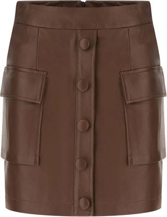 Emma & Gaia G493 302 Leren Rok - Dames - Rokken - Bruin - Maat: 2XS Leer