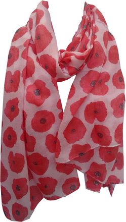 GlamLondon Poppy Scarf Red Poppies Printed Large Soft Flower Floral Ladies Womens Wrap (simple-poppy-White)