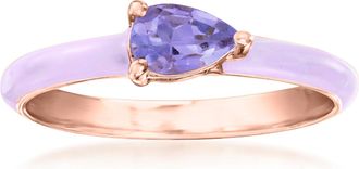 Ross-Simons Tanzanite Ring With Pastel Purple Enamel in 18kt Rose Gold Over Sterling