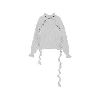 Blumarine Ruffled Ribbed-knit Sweater