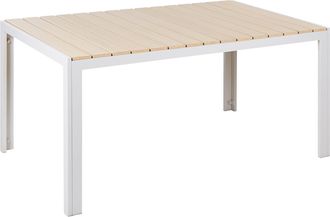 Beliani Beliani - Mesa De Jard&iacute;n Moderna 150 X 90 Cm 6 Plazas Tablillas Beige Como