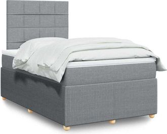 vidaXL Cama Box Spring Con Colch&oacute;n Tela Gris Claro 120x190 Cm Vidaxl