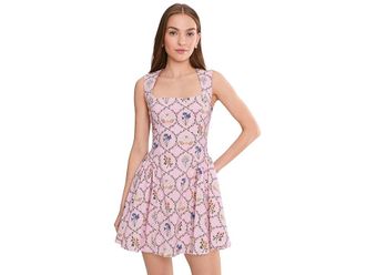 Avec Les Filles Hip Flounce Square Neck Mini Dress Womens Dress Bloom Felicity : 10, Polyester/Spandex