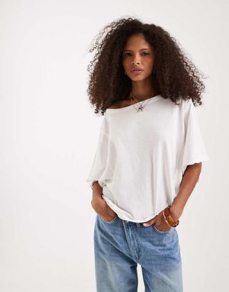 Free People Next Level - T-shirt corta squadrata color avorio-Bianco