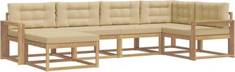 vidaXL Conjunto De Sof&aacute;s De Exterior 5 Uds. Y Beige Poli&eacute;ster Vidaxl