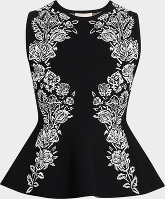 Ulla Johnson Vanna Jacquard Peplum Tank Top