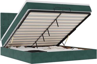 vidaXL Estructura De Cama Otomana Colchones Terciopelo Verde Oscuro Vidaxl
