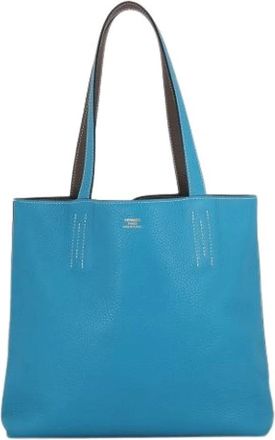 Herm&egrave;s Pre-owned Taurillon Clemence Tote Bag - Dames - Vintage Shopper - Blauw - ONE Size - Leer - Vintage