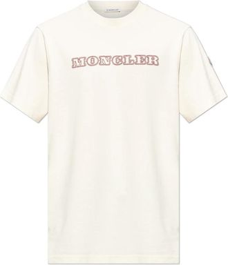 Moncler Logo T-shirt - Heren - T-shirts - Beige - S - Katoen - Tops