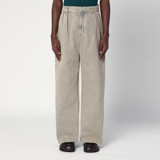 Loewe Pleated sand-coloured denim pants