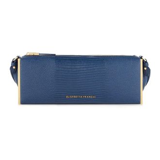 Elisabetta Franchi Borsa a tracolla con stampa lucertola - - Bags - Donna - Blu - ONE SIZE