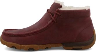 Twisted X Boots Womens Fur Chukka Driving Moccasins In Red