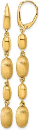 Diamond2Deal 14K Yellow Gold Polished and Brushed Oval Drop Dangle Earrings