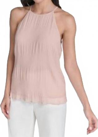 Calvin Klein Pleated Chiffon Halter Top In Pink Pepper