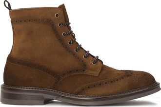 Kazar Su&egrave;de laarzen met versiering en veters - Heren - Veterlaarzen - Bruin - 43 EU - Su&egrave;de - Schoenen
