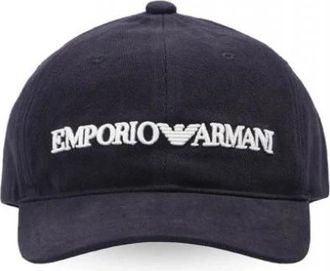 Emporio Armani Embossed Logo Baseball Cap - Heren - Petten - Blauw - ONE Size - Katoen - Accessoires