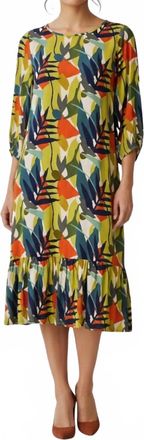 Calypso Abstract Leaf Print Woven Midi Dress In Floral Print