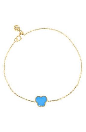 Effy 14K Gold Plated Sterling Silver Enamel Butterfly Charm Bracelet in Blue at Nordstrom Rack, Size 7.5