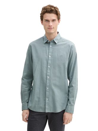 Tom Tailor Langarmhemd TOM TAILOR, Herren, Gr. S, N-Gr, grau (grau mint), Obermaterial: 100% Baumwolle, unifarben, regular fit Po-bedeckend, Manschette, Hemden L