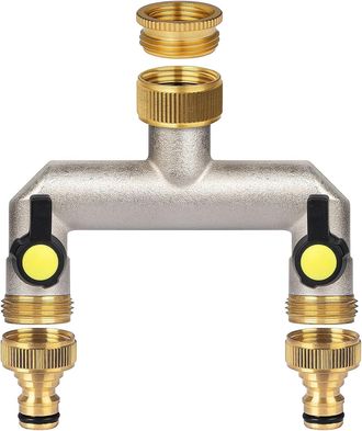 OEM V&aacute;lvula De Lat&oacute;n De 2 V&iacute;as Con Adaptador De 1/2 Pulgada, Distribuidor De V&aacute;lvula De 2 V&iacute;as Con V&aacute;lvulas De Bola Separadas, Adaptador De Manguera De 3/
