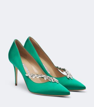 Manolo Blahnik Nadira embellished satin pumps