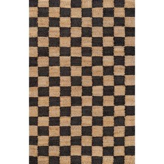 Jonathan Y Designs Theo Modern Farmhouse Woven Jute Checkerboard Area Rug in Natural/black at Nordstrom, Size 8Ft 0In X 10Ft 0In