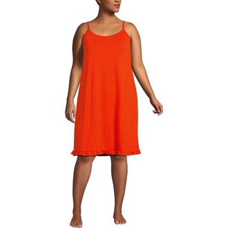 Lands End Plus Size Cooling Knee Length Slip Nightgown in Vivid Tangerine at Nordstrom, Size 2X