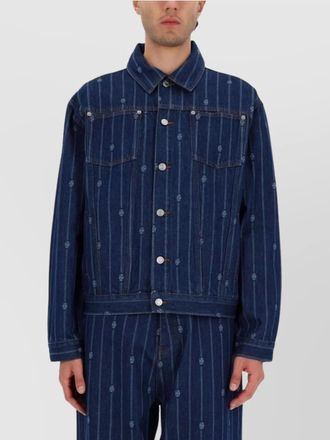 Dr&ocirc;le de Monsieur striped collared jacket chest pockets