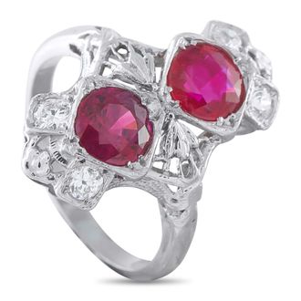 Luxury Bazaar Antique Platinum 1.85ct Ruby Ring MF07-062926