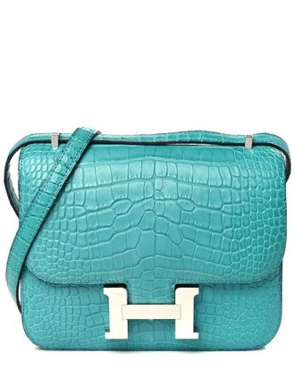 Herm&egrave;s Blue Matte Alligator Leather Constance 18 (Authentic Pre-Loved)