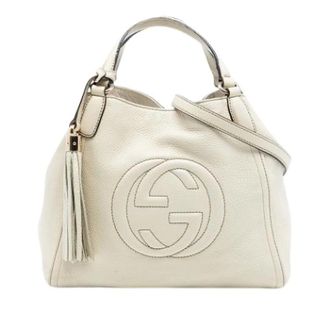 Gucci Pre-owned Handbags, female, Beige, Size: ONE SIZE Pre-owned Soho Satchel
