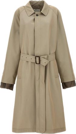 Maison Margiela Lange enkellange trenchcoat met enkele rij knopen - Heren - Trenchcoats - Beige - M - Katoen - Jassen