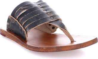 Bed St&uuml; Womens Bed St&Atilde;.25 Nemesis Thong Black Leather Open Toe Slip On Sandal VER1075
