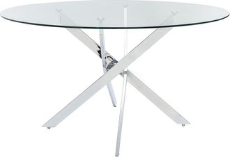 Vente-Unique Mesa redonda de comedor 4 personas de vidrio templado y metal cromado - Transparente - COSIMA