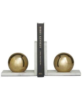 CosmoLiving by Cosmopolitan Cosmoliving By Cosmopolitan Set Of 2 Gold Marble Orb Bookends