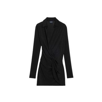 Jacquemus Short Dresses, female, Black, L, Robe chemise drap&eacute;e