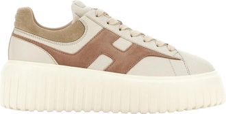 Hogan H-Stripes Lace-Up Sneakers in Calfskin and Sheepskin