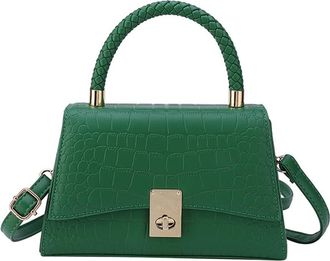 Generic Women Crocodile Pattern Crossbody Bag Fashion Satchel Top Handle Flap Purse Handbag Leather Tote Shoulder Bags (Green)