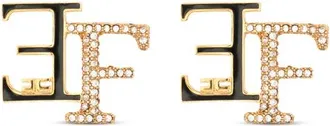 Elisabetta Franchi Logo-plaque Crystal-embellished Earrings