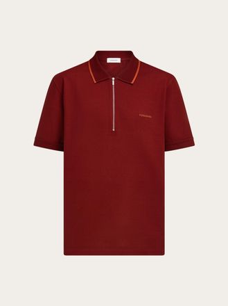 Ferragamo Uomo Polo in cotone con zip Rosso