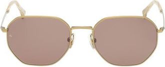 Rag & Bone 53mm Geometric Sunglasses in Bronze /Bone Horn /Brown at Nordstrom